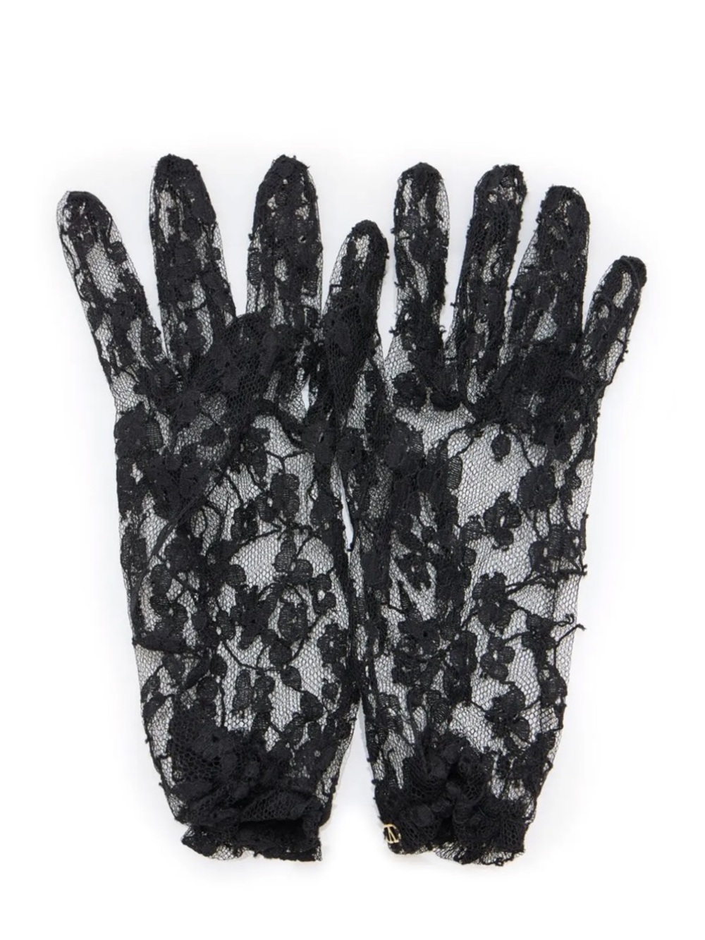 Valentino Black Floral Lace Gloves for Women size 7